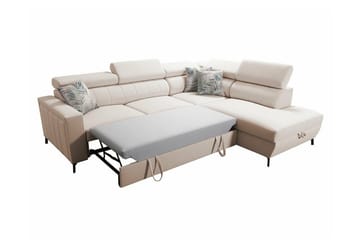 Galbally 3-istuttava Kulmasohva Vuodetoiminnolla Vasen 265x224 cm Säilytystilalla Samettia - Tummansininen - Huonekalut - Sohva - Vuodesohva
