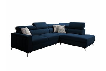 Galbally 3-istuttava Kulmasohvasänky Oikea 275x224 cm Säilytystilalla Samettia - Tummansininen - Huonekalut - Sohva - Vuodesohva