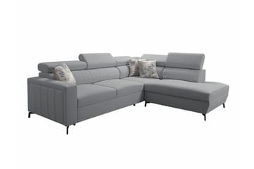 Galbally 3-istuttava Kulmasohvasänky Oikea 275x224 cm Säilytystilalla Samettia - Vaaleanharmaa - Huonekalut - Sohva - Vuodesohva