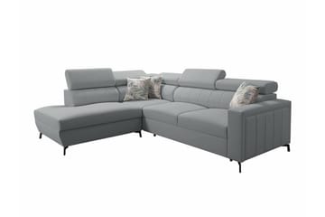Galbally 3-istuttava Kulmasohvasänky Vasen 265x224 cm Säilytystilalla Samettia - Vaaleanharmaa - Huonekalut - Sohva - Vuodesohva