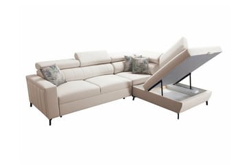 Galbally 3-istuttava Kulmasohvasänky Vasen 265x224 cm Säilytystilalla Samettia - Vaaleanharmaa - Huonekalut - Sohva - Vuodesohva