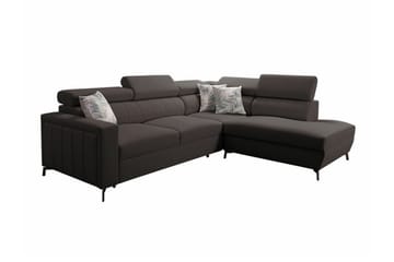 Galbally 3-istuttava kulmasohvavuode oikea 275x224 cm säilytystilalla samettia - Tummanruskea - Huonekalut - Sohva - Vuodesohva