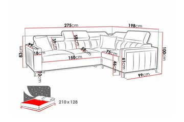 Galbally 3-istuttava kulmavuodesohva - Huonekalut - Sohva - Vuodesohva
