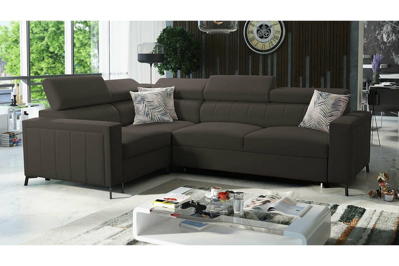 Galbally 3-sits Hörnbäddsoffa Dark brown - Huonekalut - Sohva - Vuodesohva