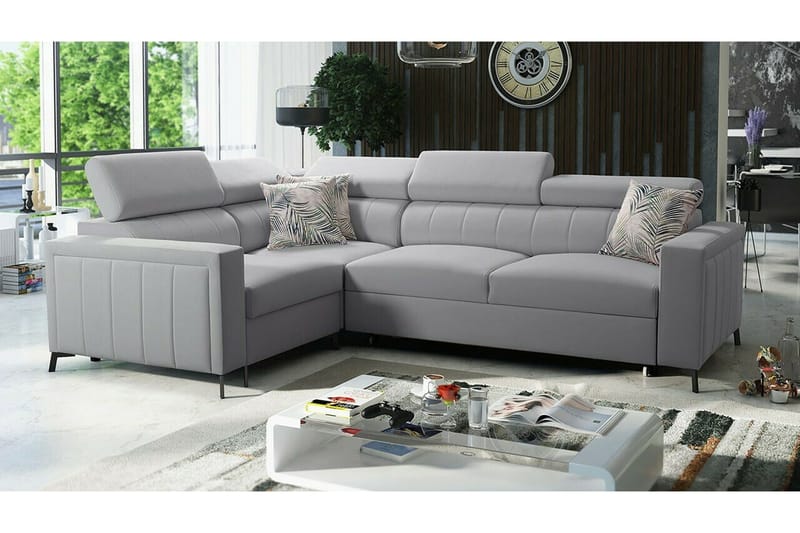 Galbally 3-sits Hörnbäddsoffa Ljusgrå - Huonekalut - Sohva - Vuodesohva