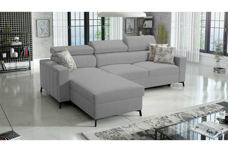 Galbally 3-sits Hörnbäddsoffa Ljusgrå - Huonekalut - Sohva - Vuodesohva