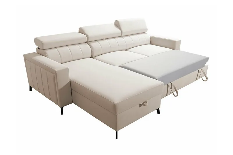 Galbally 3-sits Hörnbäddsoffa Ljusgrå - Huonekalut - Sohva - Vuodesohva