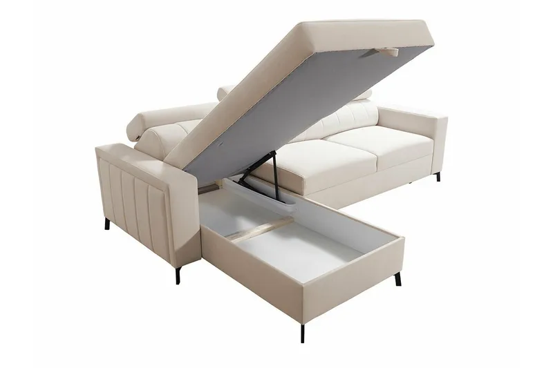 Galbally 3-sits Hörnbäddsoffa Ljusgrå - Huonekalut - Sohva - Vuodesohva