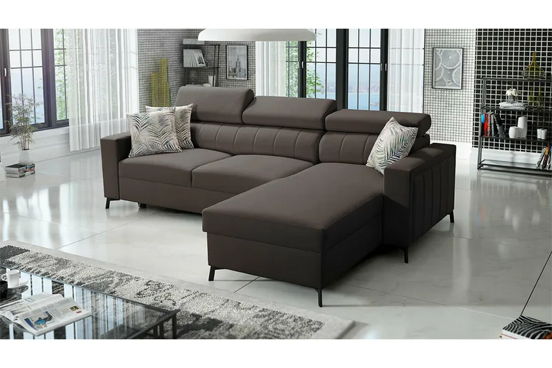 Galbally 3-sits Hörnbäddsoffa NO_BRAND Dark brown - Huonekalut - Sohva - Vuodesohva