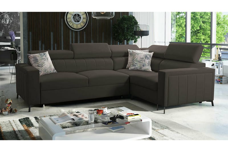 Galbally 3-sits Hörnbäddsoffa NO_BRAND Dark brown - Huonekalut - Sohva - Vuodesohva