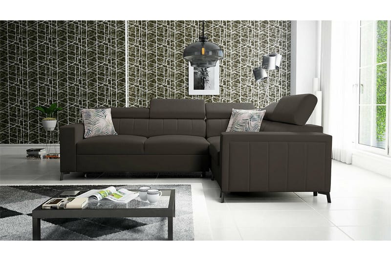 Galbally 3-sits Hörnbäddsoffa NO_BRAND Dark brown - Huonekalut - Sohva - Vuodesohva