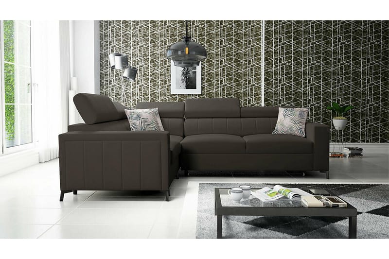 Galbally 3-sits Hörnbäddsoffa NO_BRAND Dark brown - Huonekalut - Sohva - Vuodesohva