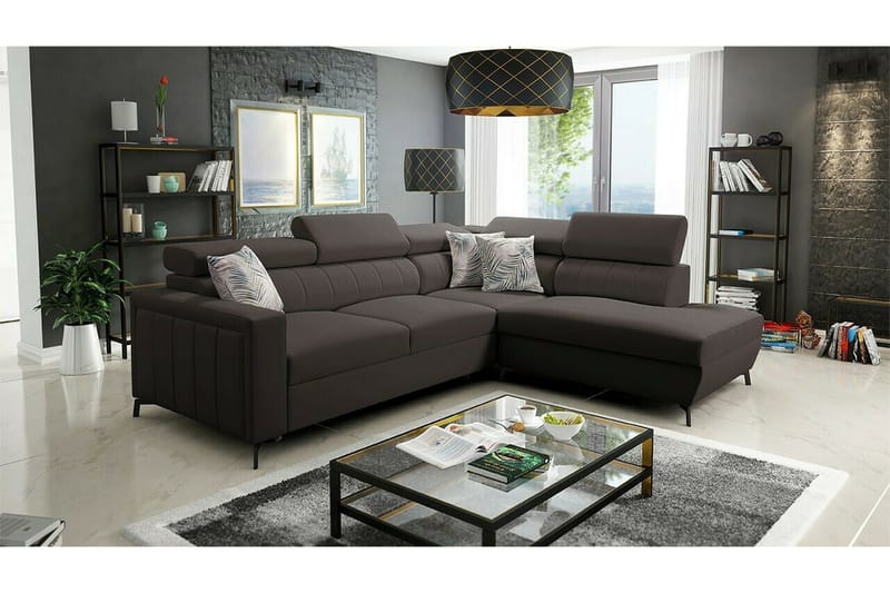 Galbally 3-sits Hörnbäddsoffa NO_BRAND Dark brown - Huonekalut - Sohva - Vuodesohva