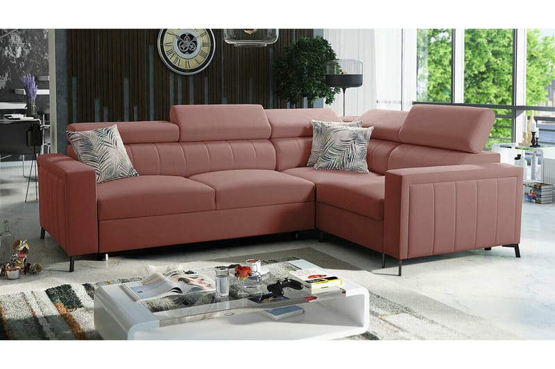 Galbally 3-sits Hörnbäddsoffa NO_BRAND Dark pink - Huonekalut - Sohva - Vuodesohva