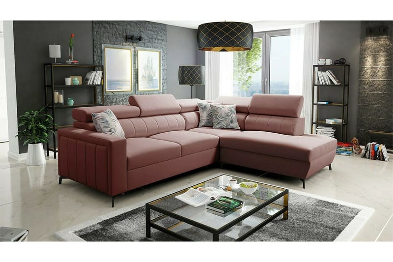 Galbally 3-sits Hörnbäddsoffa NO_BRAND Pink - Huonekalut - Sohva - Vuodesohva
