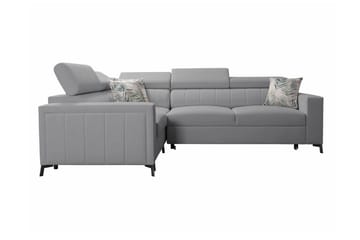 Galbally 3-paikkainen Kulmasohvasänky Vasen 275x198 cm Säilytystilalla Samettia - Vaaleanharmaa - Huonekalut - Sohva - Vuodesohva