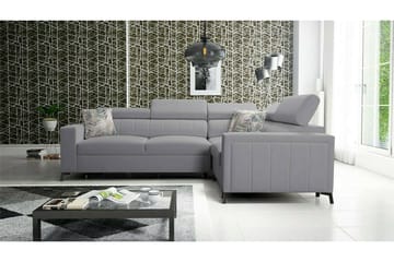 Galbally 3-paikkainen Kulmasohvasänky Oikea 275x198 cm Säilytystilalla Samettia - Vaaleanharmaa - Huonekalut - Sohva - Vuodesohva