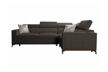 Galbally 3-paikkainen kulmasohvasänky oikea 275x198 cm säilytystilalla samettia - Tummanruskea - Huonekalut - Sohva - Vuodesohva