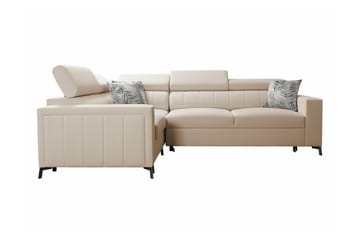Galbally 3-paikkainen kulmasohvasänky vasen 275x198 cm säilytystilalla samettia - Beige - Huonekalut - Sohva - Vuodesohva