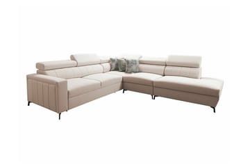 Galbally 4-istuttava oikea kulmavuodesohva 128x210 cm säilytyksellä samettia - Beige - Huonekalut - Sohva - Vuodesohva