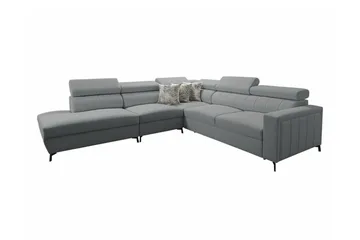 Galbally 4-istuttava vasen kulmavuodesohva 128x210 cm säilytystilalla samettia - Harmaa - Huonekalut - Sohva - Vuodesohva