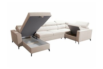 Galbally 4-istuttava vasen vuodesohva 128x270 cm säilytyksellä samettia - Harmaa - Huonekalut - Sohva - Vuodesohva