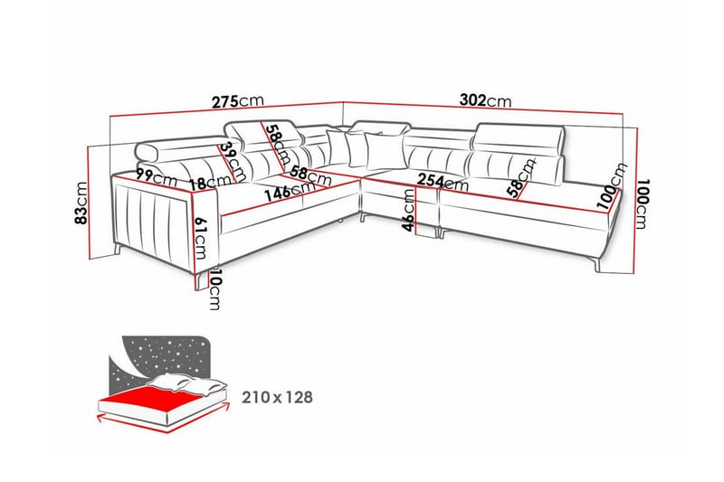 Galbally 4-sits Hörnbäddsoffa beige - Huonekalut - Sohva - Vuodesohva