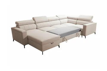 Galbally 4-sits Hörnbäddsoffa Beige/Light beige - Huonekalut - Sohva - Vuodesohva