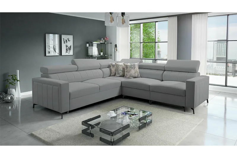 Galbally 4-sits Hörnbäddsoffa Ljusgrå - Huonekalut - Sohva - Vuodesohva