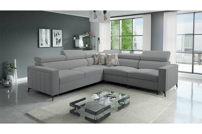 Galbally 4-sits Hörnbäddsoffa Ljusgrå - Huonekalut - Sohva - Vuodesohva