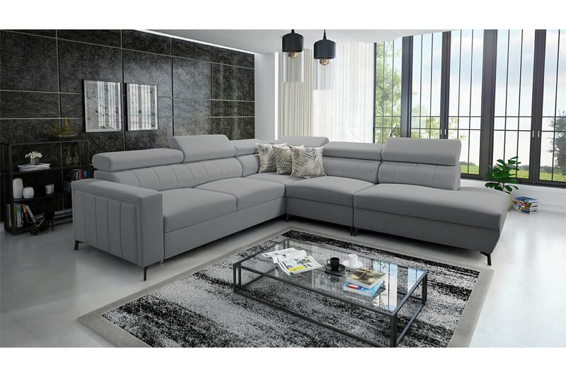 Galbally 4-sits Hörnbäddsoffa Ljusgrå - Huonekalut - Sohva - Vuodesohva