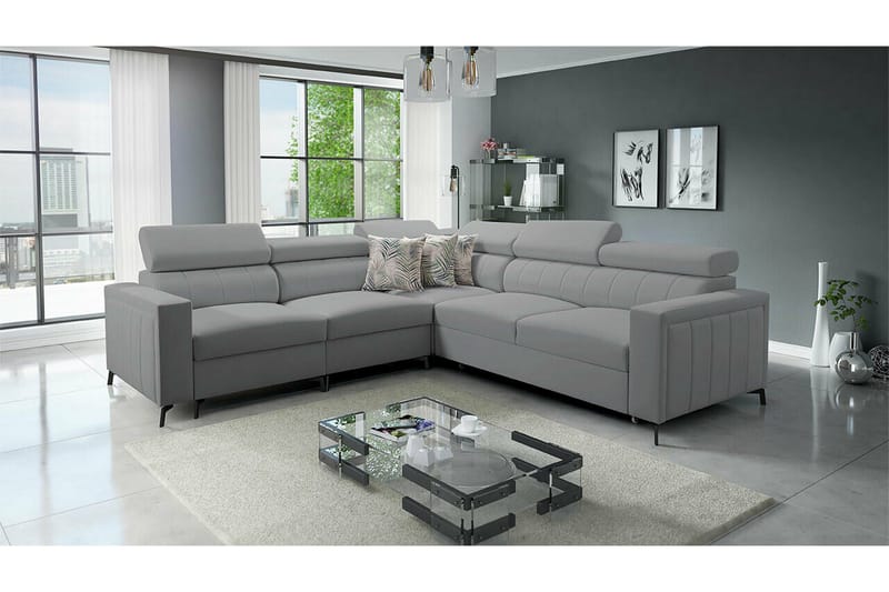 Galbally 4-sits Hörnbäddsoffa Ljusgrå - Huonekalut - Sohva - Vuodesohva