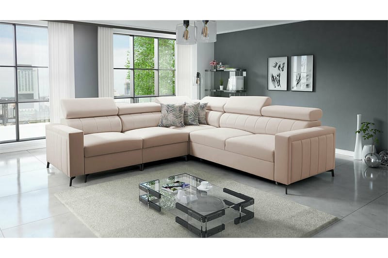 Galbally 4-sits Hörnbäddsoffa NO_BRAND beige - Huonekalut - Sohva - Vuodesohva