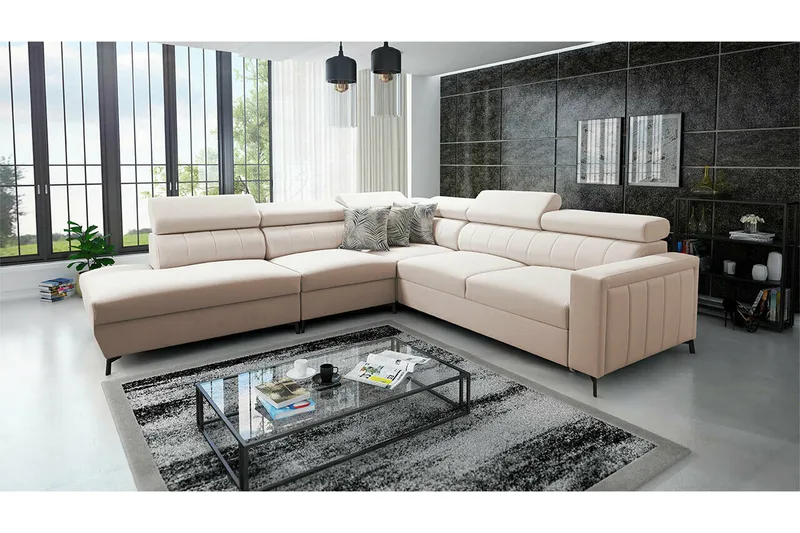 Galbally 4-sits Hörnbäddsoffa NO_BRAND beige - Huonekalut - Sohva - Vuodesohva