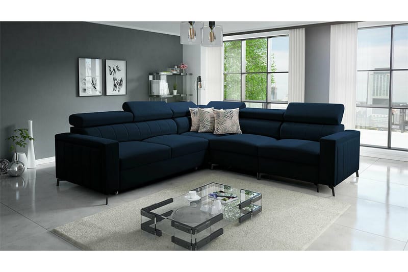 Galbally 4-sits Hörnbäddsoffa NO_BRAND Dark blue - Huonekalut - Sohva - Vuodesohva