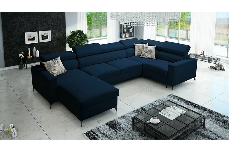 Galbally 4-sits Hörnbäddsoffa NO_BRAND Dark blue - Huonekalut - Sohva - Vuodesohva