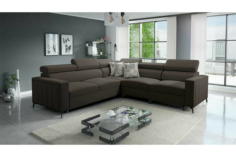 Galbally 4-sits Hörnbäddsoffa NO_BRAND Dark brown - Huonekalut - Sohva - Vuodesohva