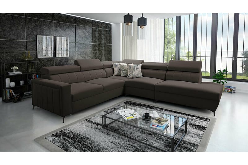 Galbally 4-sits Hörnbäddsoffa NO_BRAND Dark brown - Huonekalut - Sohva - Vuodesohva
