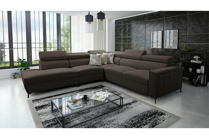 Galbally 4-sits Hörnbäddsoffa NO_BRAND Dark brown - Huonekalut - Sohva - Vuodesohva