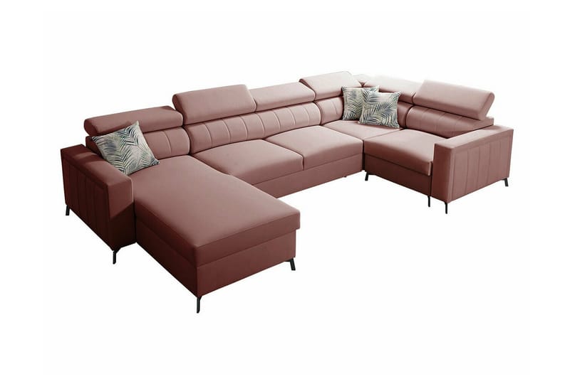 Galbally 4-sits Hörnbäddsoffa NO_BRAND Light pink - Huonekalut - Sohva - Vuodesohva