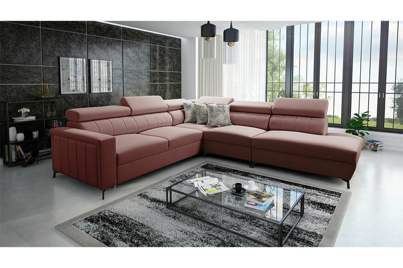 Galbally 4-sits Hörnbäddsoffa NO_BRAND Pink - Huonekalut - Sohva - Vuodesohva