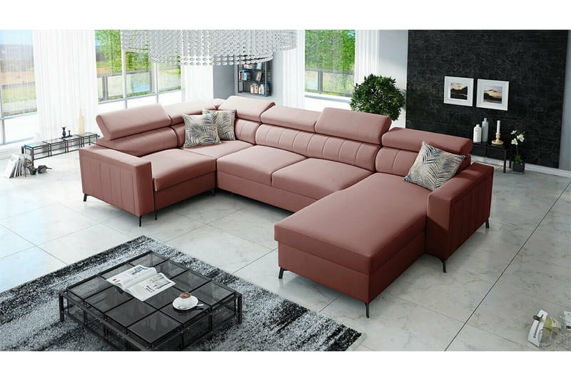 Galbally 4-sits Hörnbäddsoffa NO_BRAND Pink - Huonekalut - Sohva - Vuodesohva