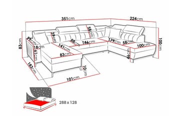 Galbally 5-istuttava kulmavuodesohva - Huonekalut - Sohva - Vuodesohva