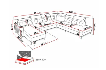 Galbally 5-sits Hörnbäddsoffa beige - Huonekalut - Sohva - Vuodesohva