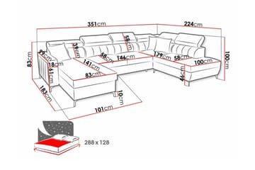 Galbally 5-sits Hörnbäddsoffa Beige/Light beige - Huonekalut - Sohva - Vuodesohva