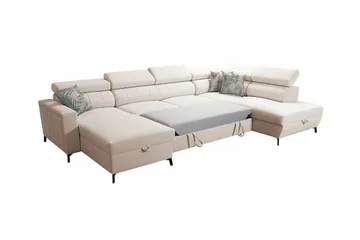 Galbally 5-sits Hörnbäddsoffa Beige/Light beige - Huonekalut - Sohva - Vuodesohva