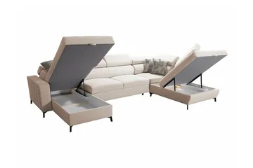 Galbally 5-sits Hörnbäddsoffa Beige/Light beige - Huonekalut - Sohva - Vuodesohva