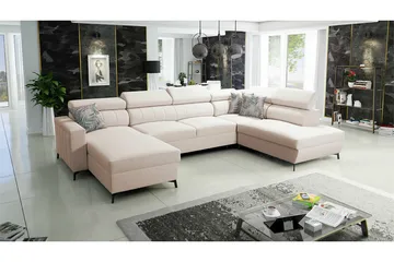 Galbally 5-sits Hörnbäddsoffa Beige/Light beige - Huonekalut - Sohva - Vuodesohva