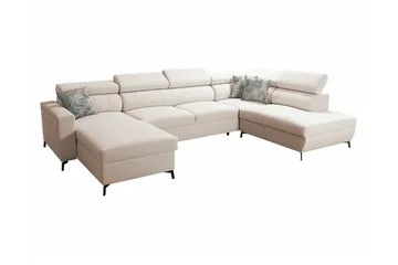 Galbally 5-sits Hörnbäddsoffa Beige/Light beige - Huonekalut - Sohva - Vuodesohva