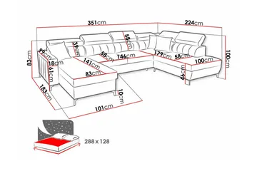 Galbally 5-sits Hörnbäddsoffa Dark blue - Huonekalut - Sohva - Vuodesohva